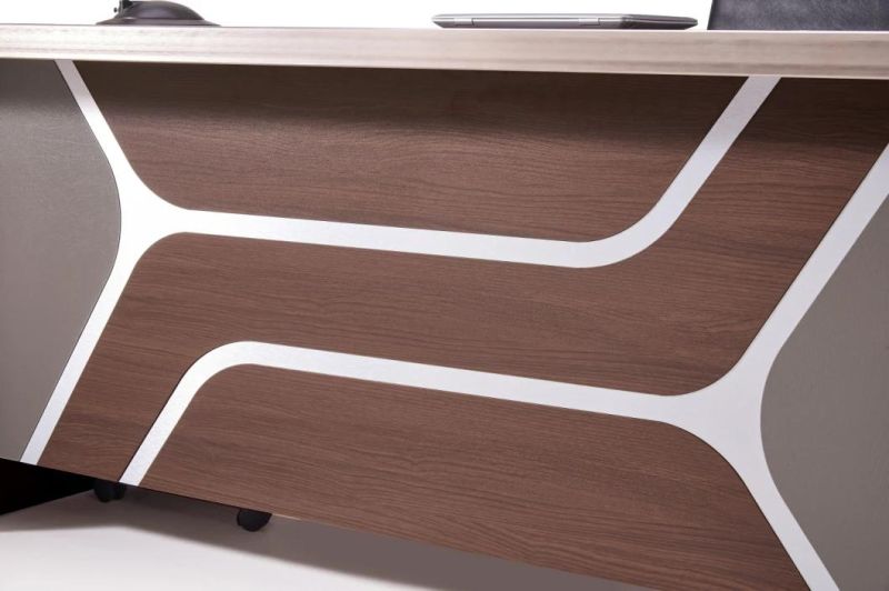 Luxury Aluminium Edge L Shaped Wooden Executive Office Table