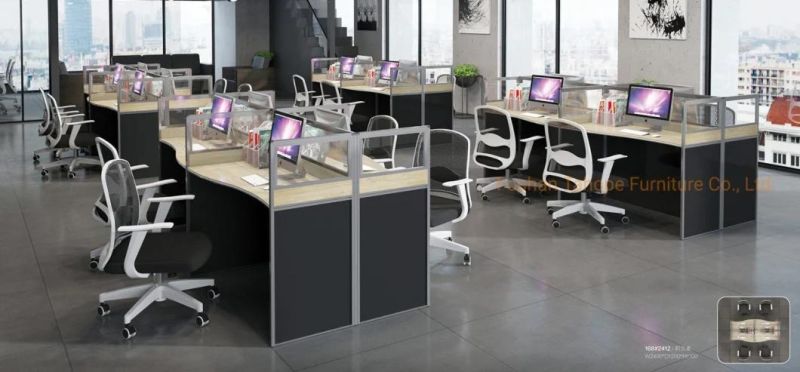 Modern Curve Edge Office Combination Furniture Workstation Office Partition L Shape Table