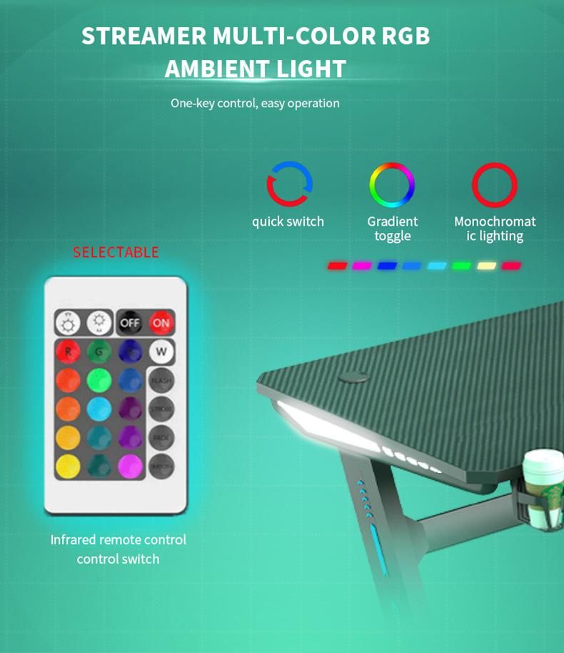 OEM Processing Custom RGB Game Table with Lights Room Office Gaming Desk Desktop Computer Game Table