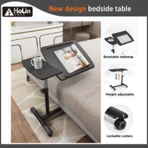 Height Adjustable Sit Stand Mobile Laptop Stand Desk Tilt Top Overbed Bedside Table Sofa Side Table
