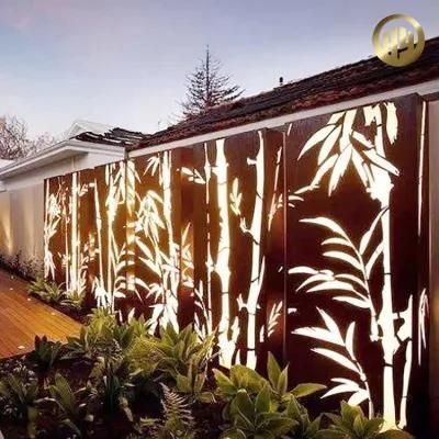 Outdoor Bamboo Pattern Corten Steel Decorative Metal Screen