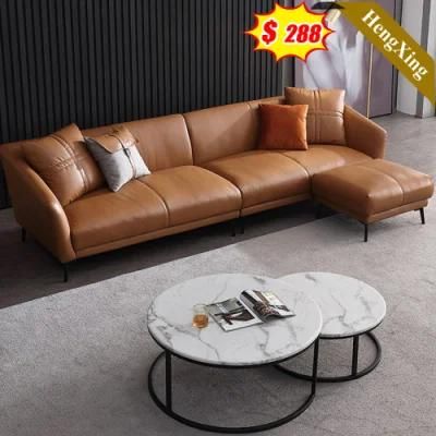 Cheap Price Classic Design Home Living Room Furniture Brown Color Leather PU Sofa Set with Lounge Set Office Room L Shape Sofas