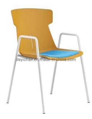 Plastic Shell with Seat Cushionwhite Color Chromed Finished 4 Legs Frame High Stool Chair