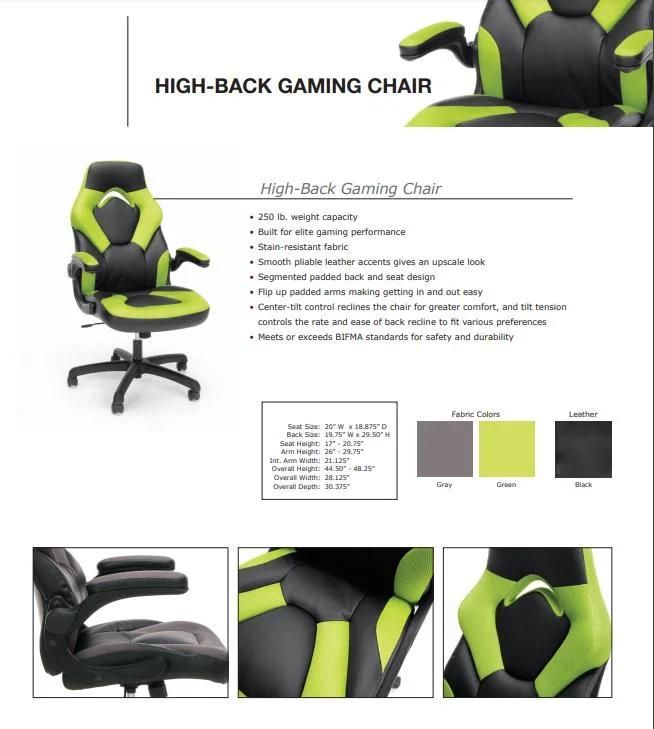 Ergonomic Upholstered Leather Arm Design Office Computer Game Chair