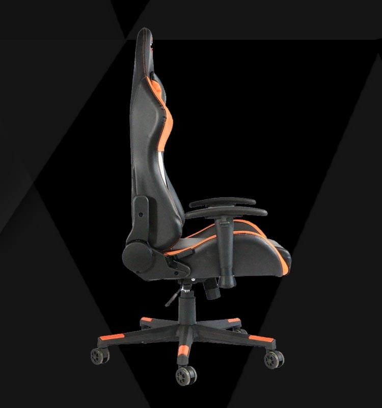 (PETUNIA) Custom Height Adjustable Swivel PU Leather Office Racing Gaming Chair, Black, White and Orange