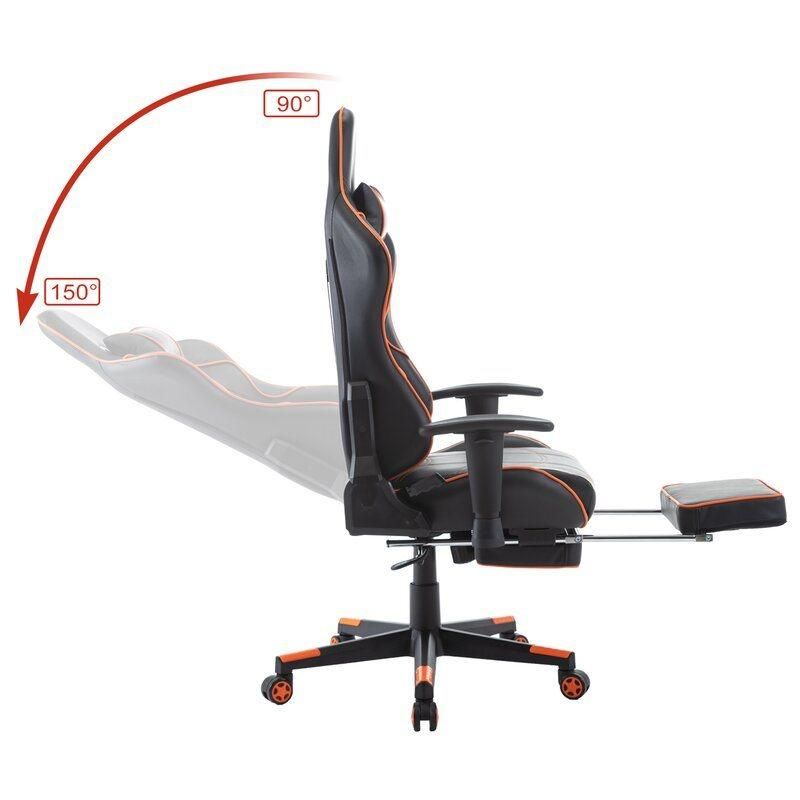 High Back Adjustable Upholstery PC Computer Gaming Chair with Footrest