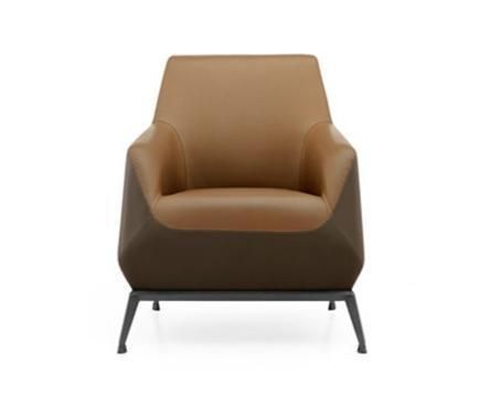 Foshan Modern Genuine or PU Leather Customized Aluminum Chromed Leg Visitor Lounge Office Sofa