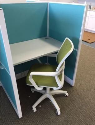 Blue Fabric Panel Two Segments Office Workstation Desk for Call Center Project