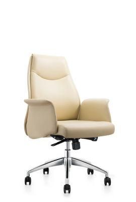 Medium Back Style PU / Leather Upholstery for Seat and Back Sychronize Mechanism Aluminum Base PU Castor Chair