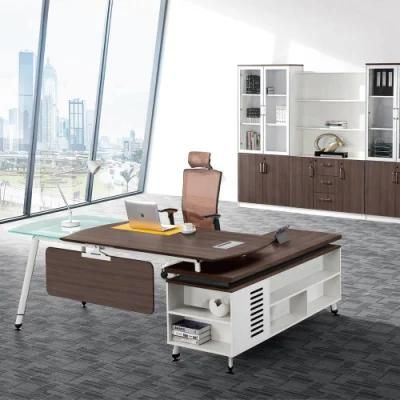 New latest Workstation Glass Desk Top L-Shaped CEO Manager Executive Boss Office Furniture Desk Table