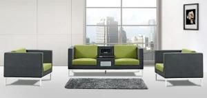 Modern Furniture Linen Fabric Office Function Sofa with Oak Veneer Tea Table