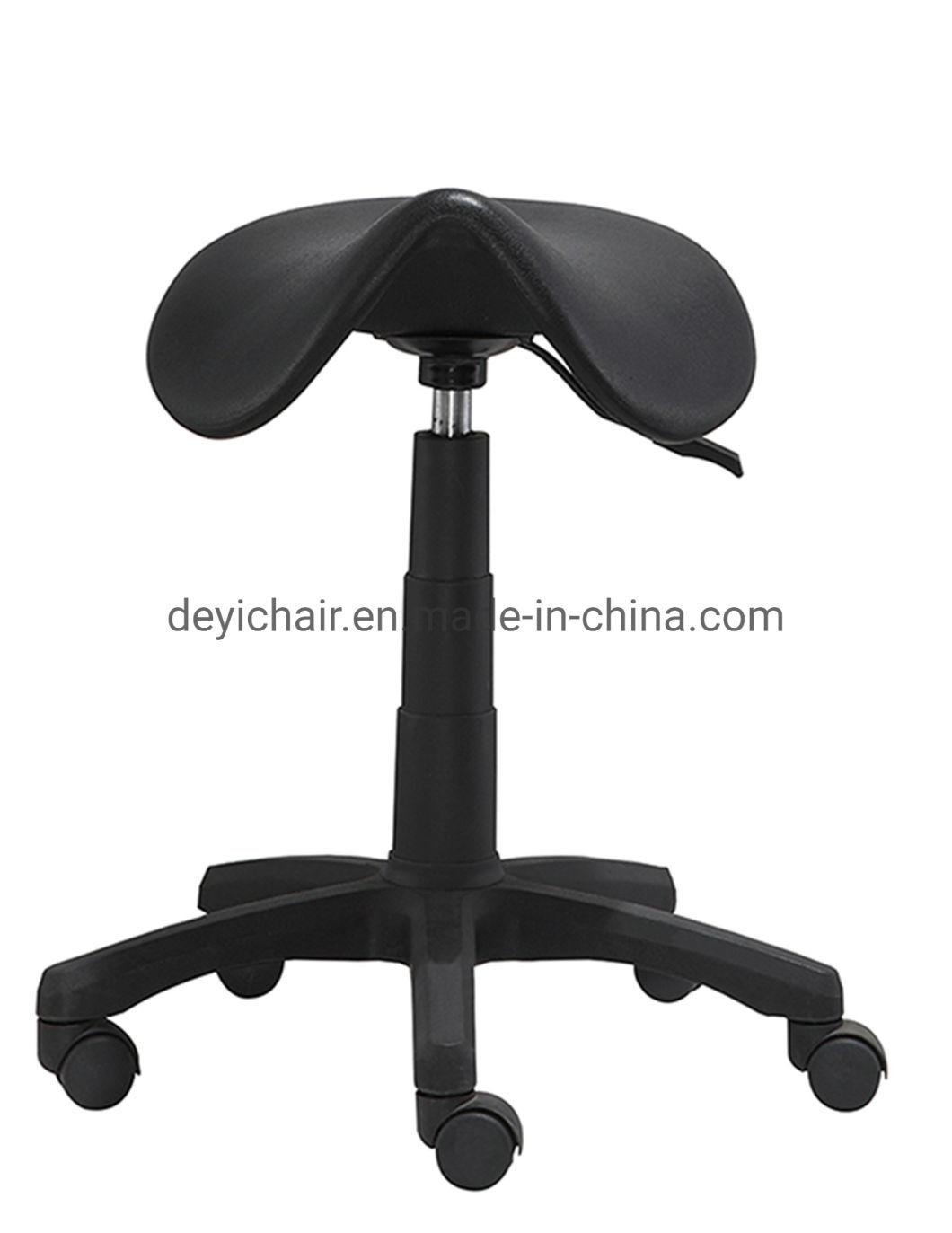 Simple Mechanism 280mm Nylon Base with Nylon Caster 140mm Gaslift Black Color Plastic Saddle Chair
