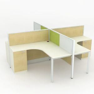 Modern Style 4 Person Office Workstation with Fixed Cabinet