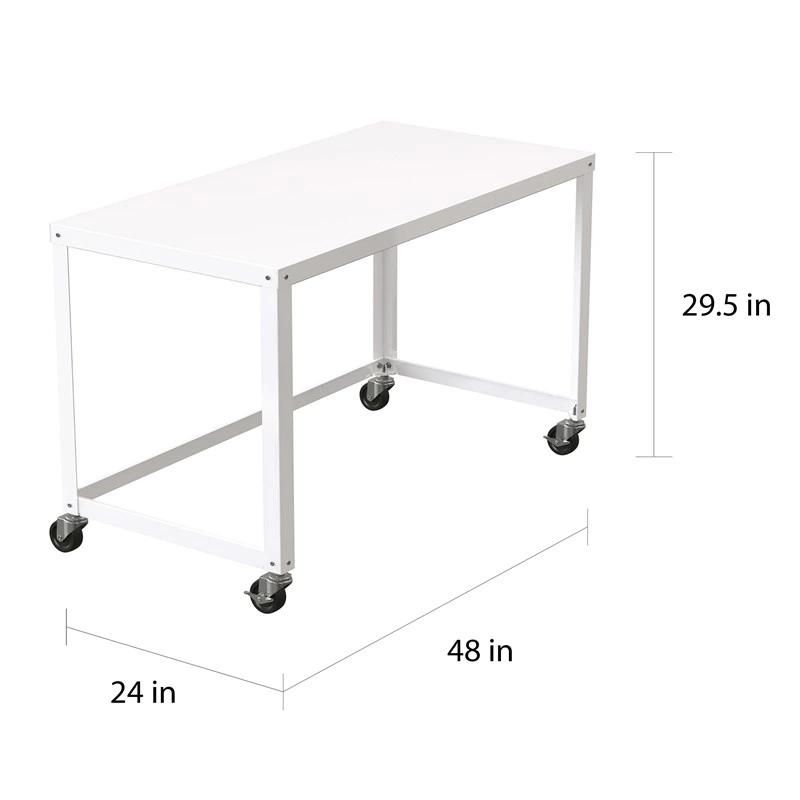 Porch & Den Rockridge White 48-Inch Mobile Desk Rolling Cart