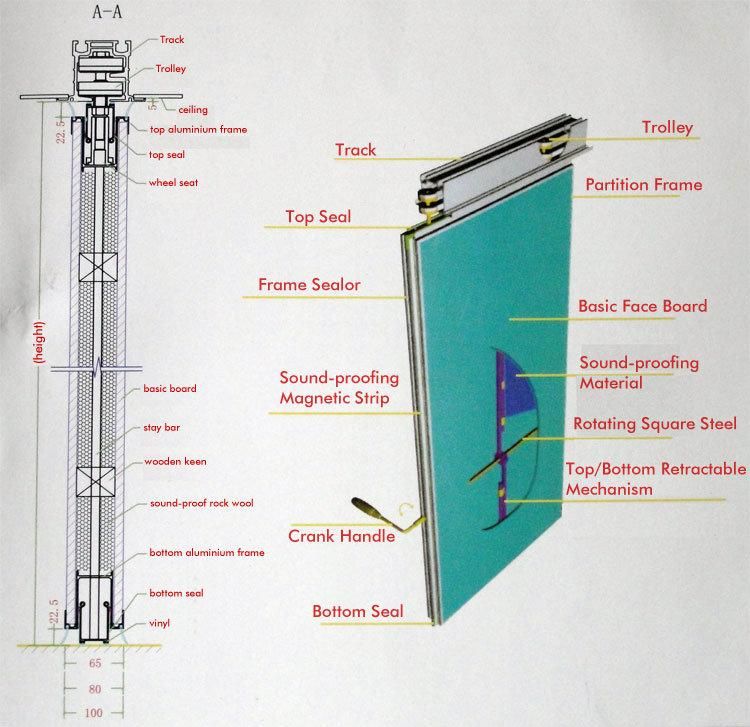 Aluminum Frame Partition Wall Sliding Door Modern Movable Partition for Banquet Hall