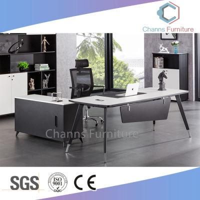 Contracted Design White and Black Office Table with Metal Legs (CAS-MA10)