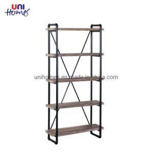 Unihomes 5-Tier Bookshelf, Rustic Industrial Style Bookcase Furniture, Free Standing Storage Shelves for Living Room Bedroom and Kitchen