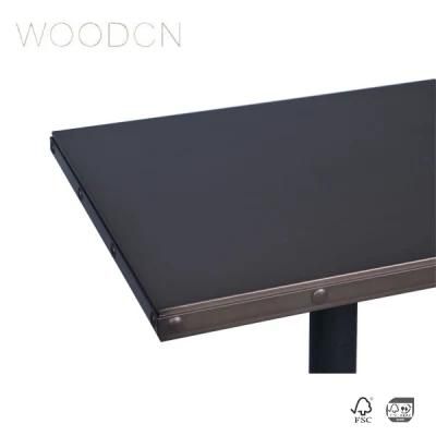 Leather Wooden Table Home Decoration Furniture Veneer Metal Fame Wood Office Desk