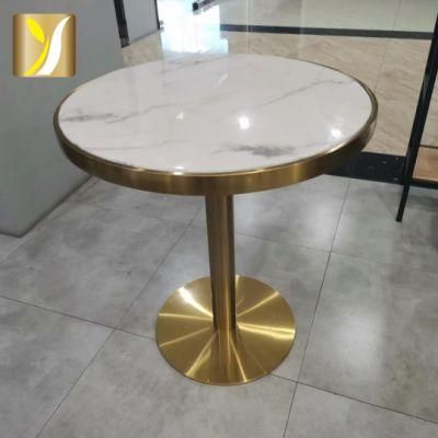 Hot Sale Light Luxury Gold Living Room Furniture Round Marble Top Coffee Side Table