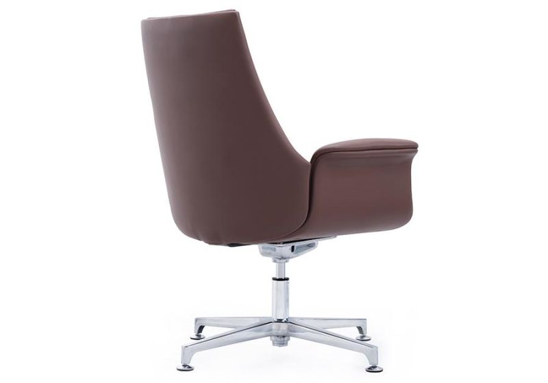 Modern Low Back Leather Reception Chair Commercial Guest Visitor Armchair