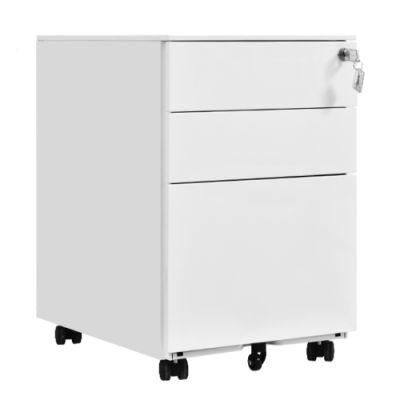 Home Furniture 3 Drawer Steel Mobile Pedestal Cabinet White Cupboard