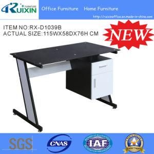 2016 Factory Black Glass Computer Table with File Cabinet Rx-D1039B