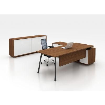 Foshan Name Brand Elegant MDF Office Furniture Metail Legs Director Desk From China