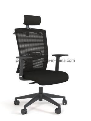 Simple Tilting Mechanism with Headrest BIFMA Standard Nylon Base High Back Office Mesh Back Black Back Frame Chair