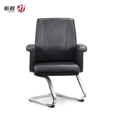 Big Size Luxury Office Furniture Leather Bow Chrome Metal Leg Meeting Chair