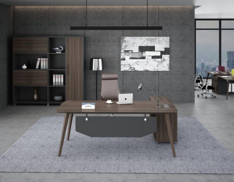 Foshan Manufacturer Office Workstation Wooden Leg Computer Desk with Drawer