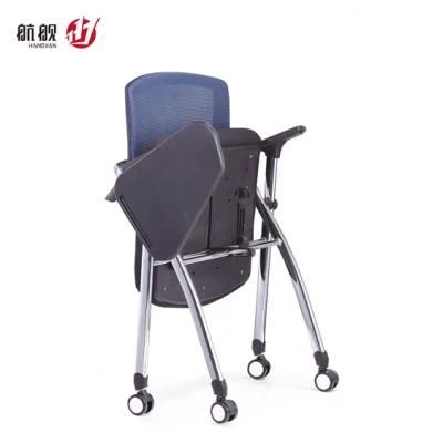 Foldable Training Chairwith Wheels Writing Table Cup Holder for Meeting Room