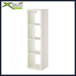 White Finish Wood Wall 5-Tier Corner Bookshelf