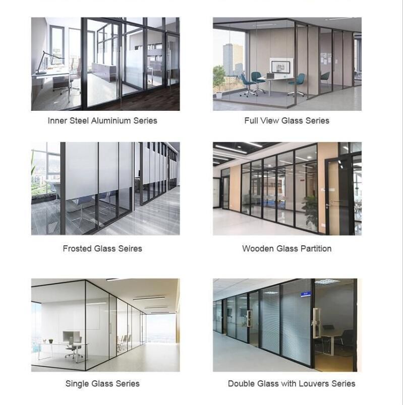 10mm Environmental Aluminum Tempered Single Glass Office Partition Walls