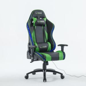Wholesale Cheap Leather Gamer Chair Computer High Quality Green LED RGB Racing Gaming Chair