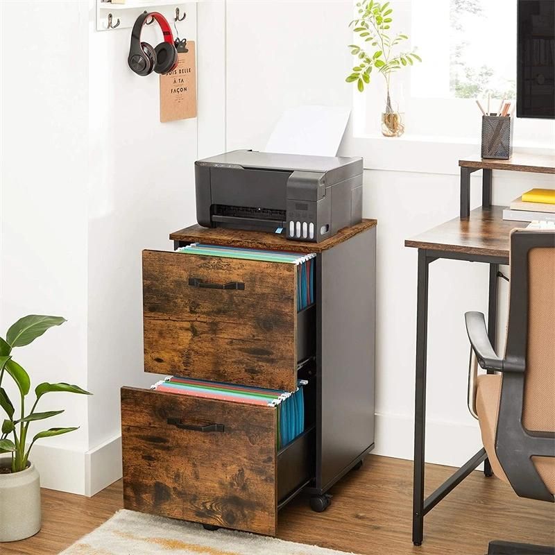 Rolling Office Industrial File Cabinet with 2 Drawers and Wheels