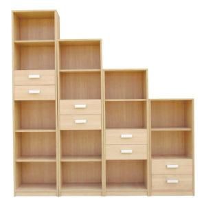 Modern Design Wood 3, 4, 5 Cubes Cabinet Bookshelf with Two Drawers