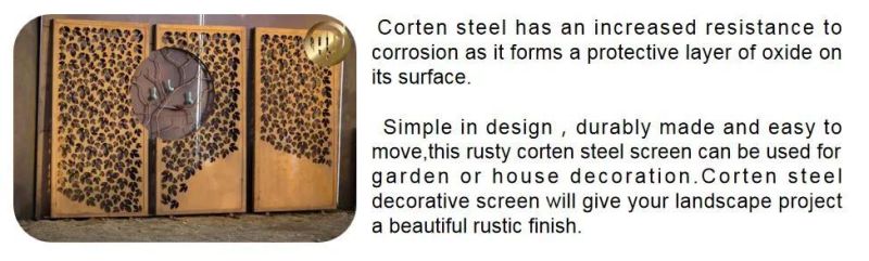 Outdoor Metal Customized Plants Pattern Corten Steel Screen