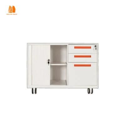 Mobile Caddy Office Storage Filing Cabinet with Tambour Door Cabinet