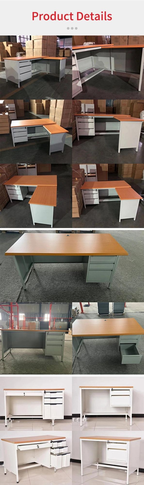 Factory Price 7 Drawer Metal Steel Office Table Desk