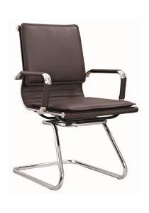 Modern Popular Visitor Conference Arm Bow PU Leather Staff Metal Chair