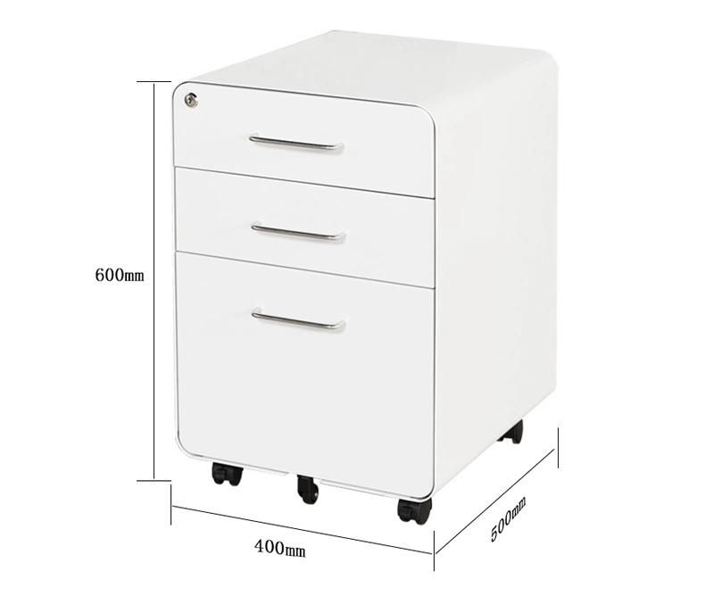 3-Drawer Mobile Vertical Filing Cabinet in White3-Drawer Mobile Vertical Filing Cabinet in White