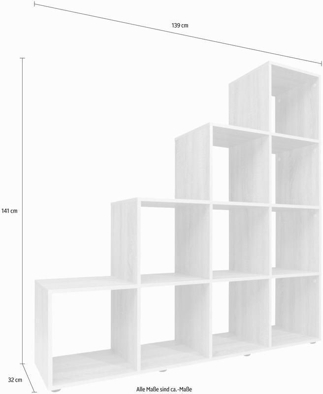 4 Tiers Bookcase, Free Standing Ladder Wooden Bookshelf, Modern Storage Display