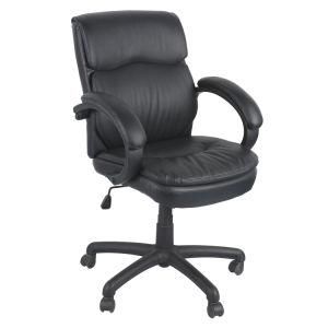 Modern Home Executive Chair with Black Vinyl Upholstered and Padded Armrests