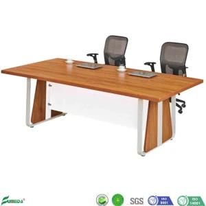 Modern 8 Persons Seats Office Conference Room Wooden Executive Meeting Table with Metal Legs