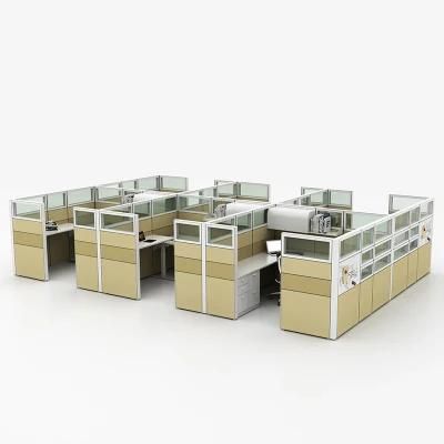 Aluminum Partition Modular 6 Person Seater L Shape Office Cubicle Workstation