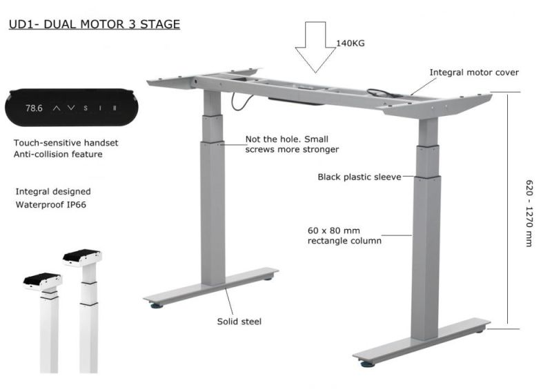 Dual Motor Ergonomic White Adjustable Standing Desk Frame Only