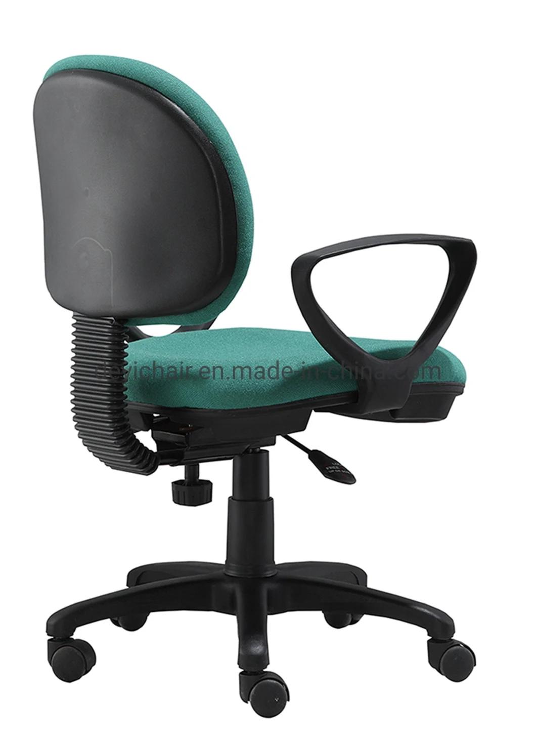 Small Round Back Simple Tilting Mechanism with PP Armrest B300mm Nylon Base Green Color Office Chair