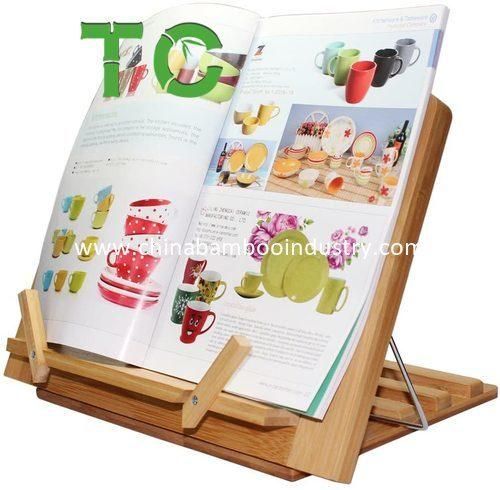 Cheap Price Adjustable Bamboo Book Stand Foldable Desktop Cookbook Stand iPad Holder