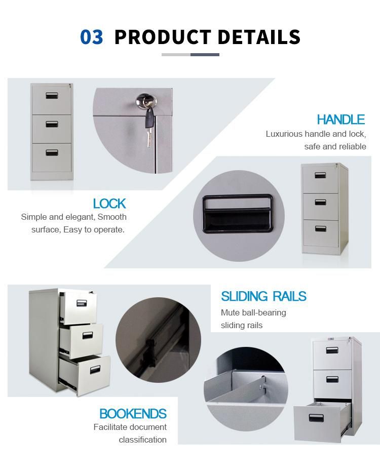 High Quality Office Basic Equipment 3 Drawer Mobile Metal Pedestal for File Storage Cabinet