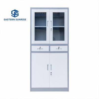 Colorful Metal Storage Cabinet with Glass Door and Steel Door